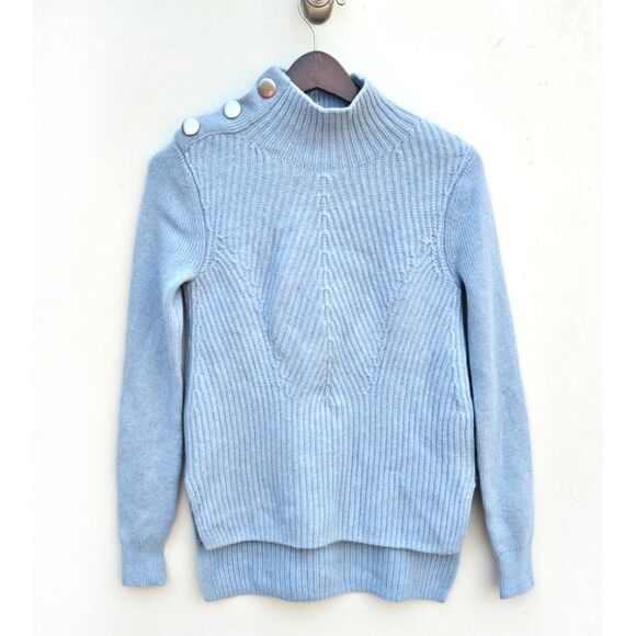 Veronica Beard Rama Blue Mock Neck Sweater Wool Cashmere Size Small - Picture 2 of 11